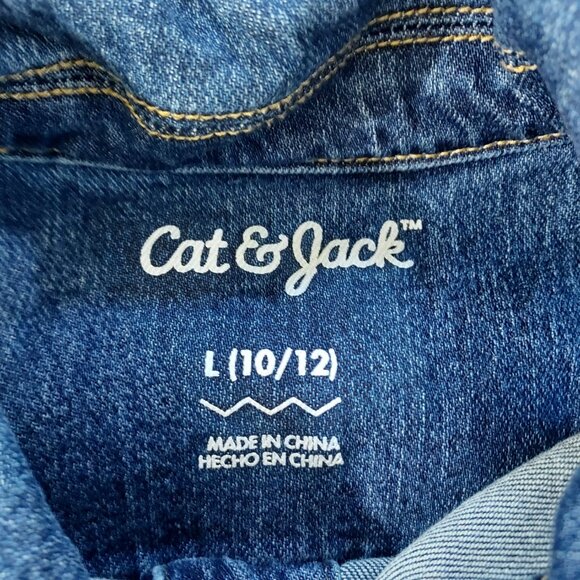 Cat & Jack girls jean jacket vest size L (10-12) blue medium wash - Picture 4 of 8